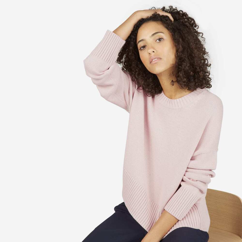 Everlane The Soft Cotton Square Crew Pink Base - Size XS